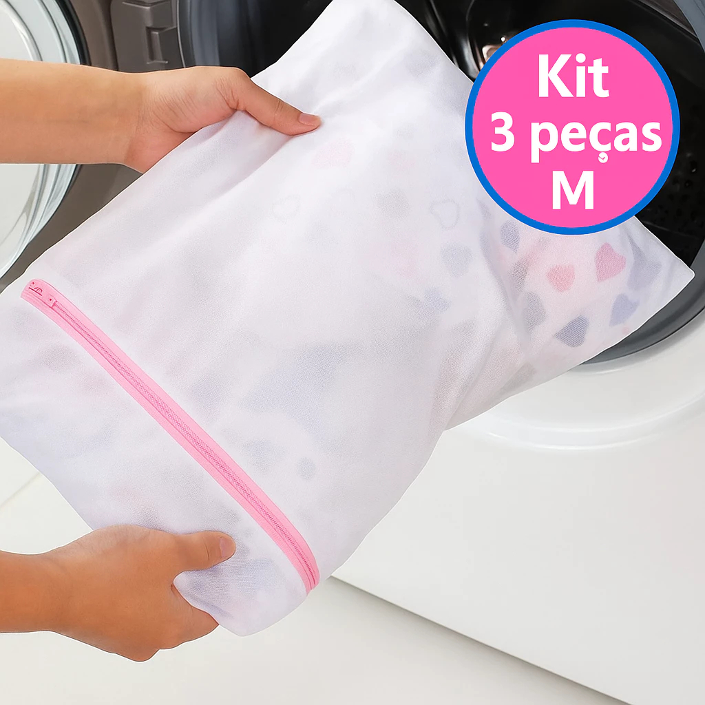 Saco para lavadora Maquina de roupas 03 UNIDADES Tamanho M - Envio Imediato