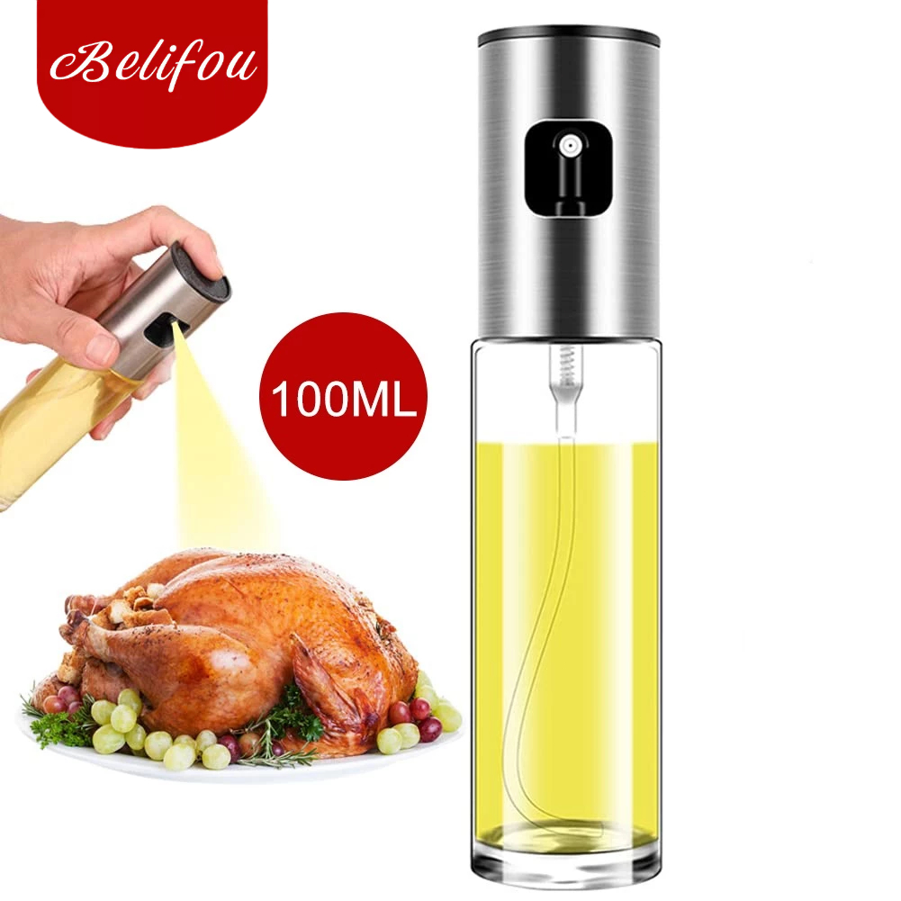 Belifou Frasco De Vidro Com Spray Para Óleo E Vinagre Pulverizador Portátil Para Óleo De C...