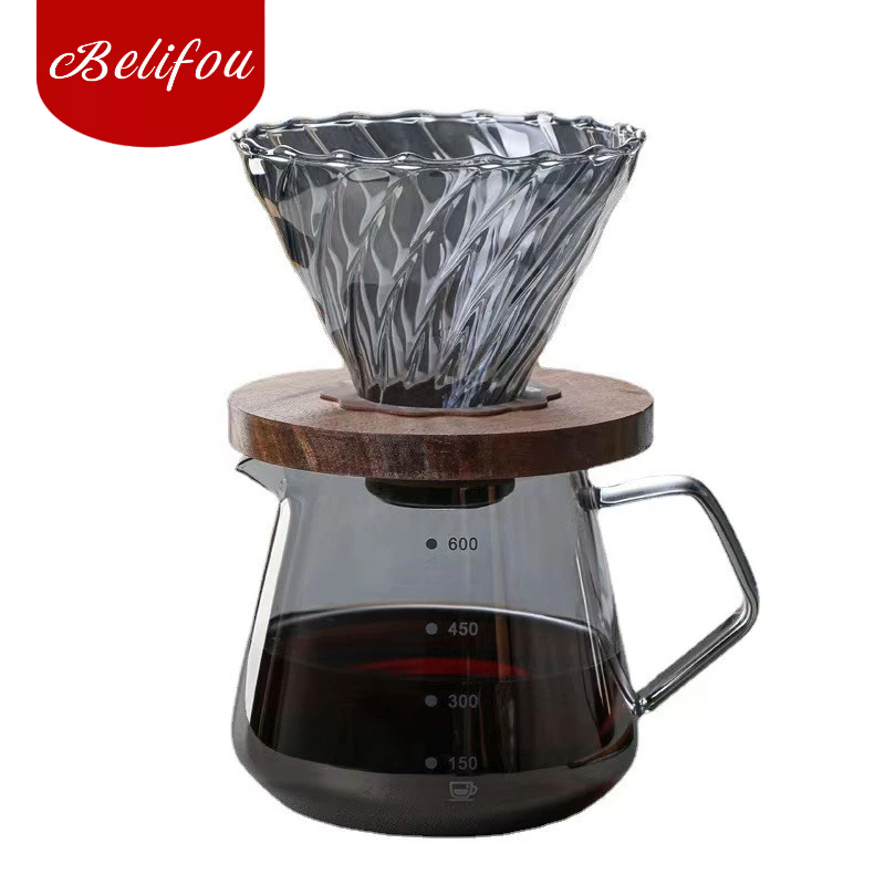 Belifou 600ML Cafeteira de Vidro Borossilicato Com Tampa e Filtro em Oferta na Shopee