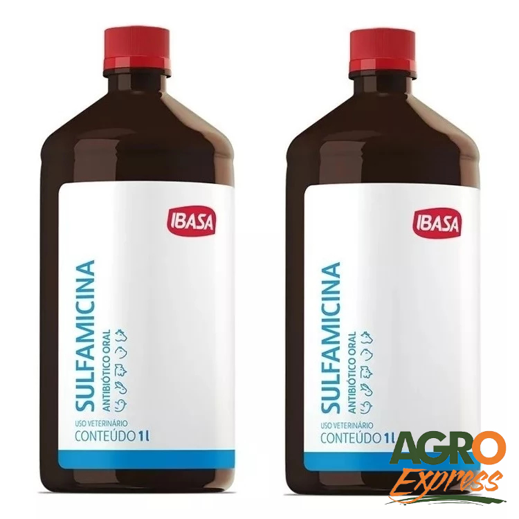 Kit 2 Sulfamicina IBASA 1L Antibiótico Oral Tratamento Coccidiose Coriza Aves em Oferta na Shopee