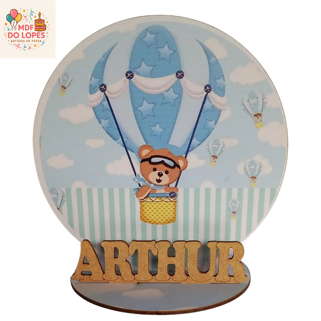 12 Centro Ursinho Baloeiro Personalizado Lembranças Festa em Oferta na Shopee