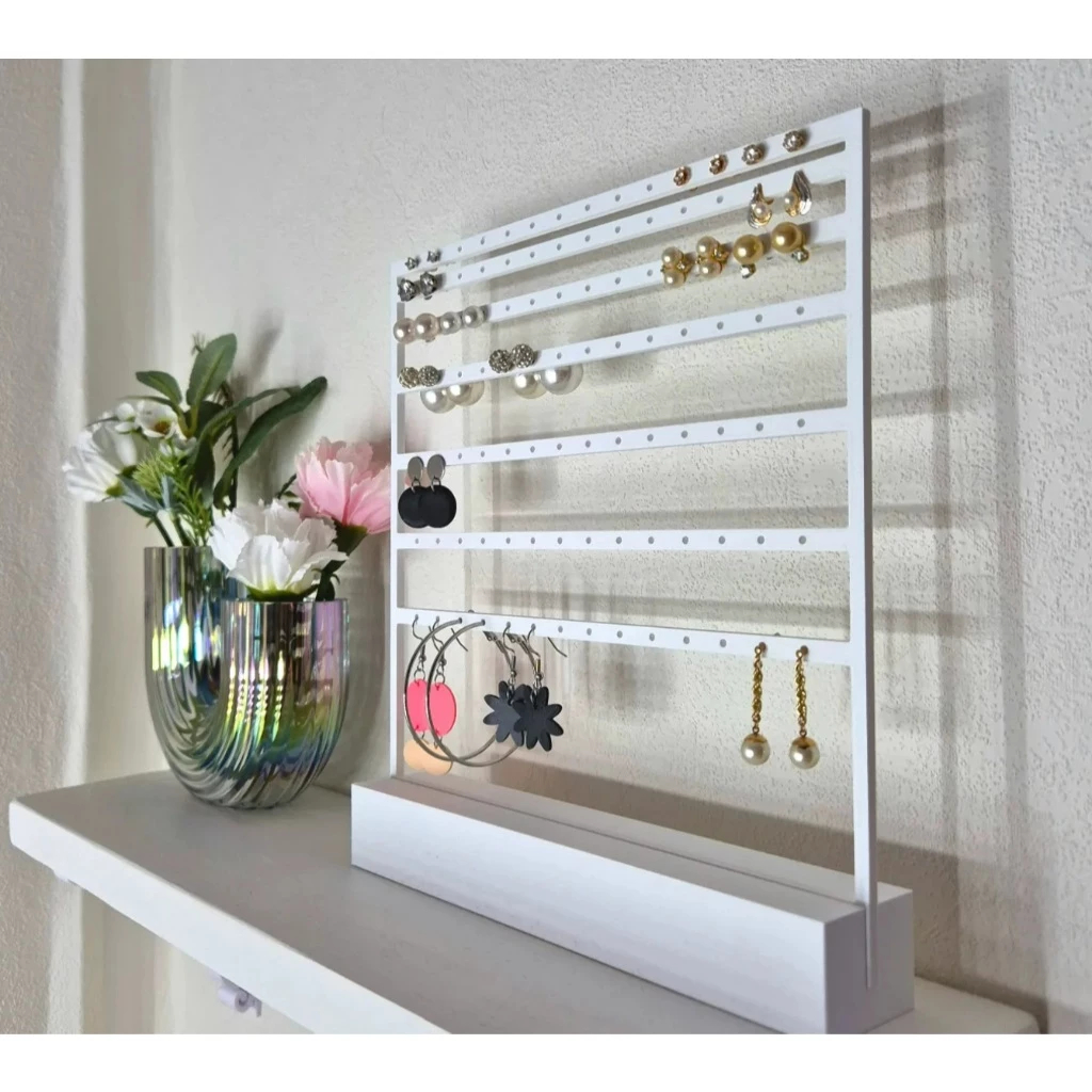 Suporte de Brincos com 49 Pares Organizador de Mesa Design Elegante Porta Joias Prático e Funcional