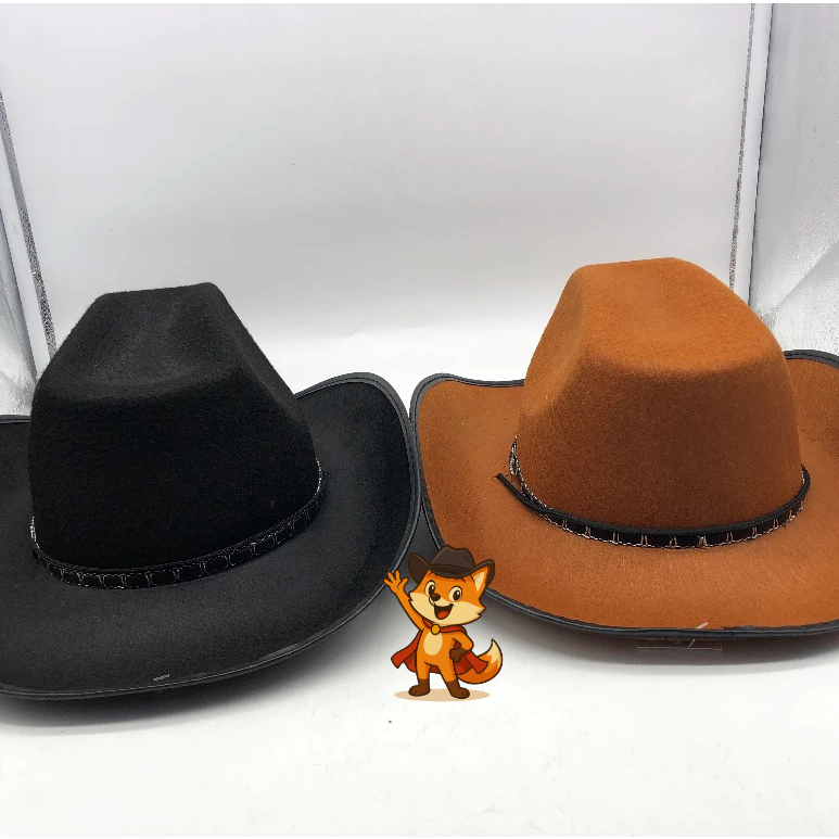 Chapéu Cowboy Preto Marrom Country Rodeio para Festas, Fantasia - Festa Julina Junina Agostina