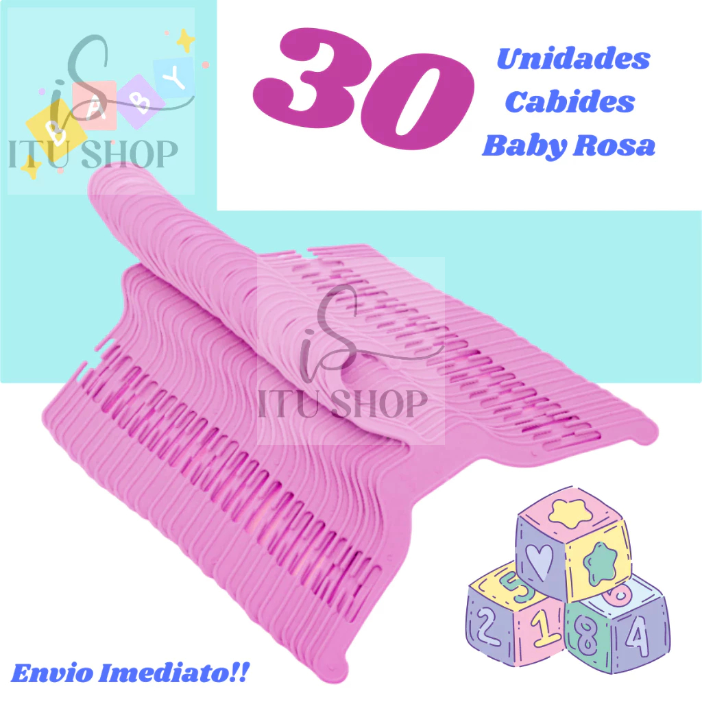 30 Cabides Rosa INFANTIL enxoval!! Ideal Para Roupas Do Seu Bebê. em Oferta na Shopee