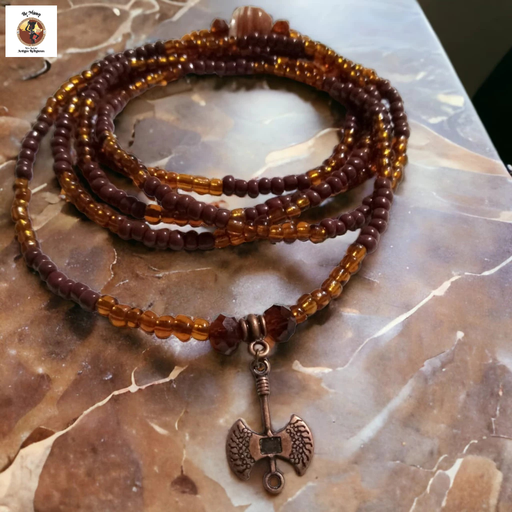 Guia de Xango Miçanga de Contas de Proteção C/Pingente de Cobre - Umbanda Candomblé em Oferta na Shopee