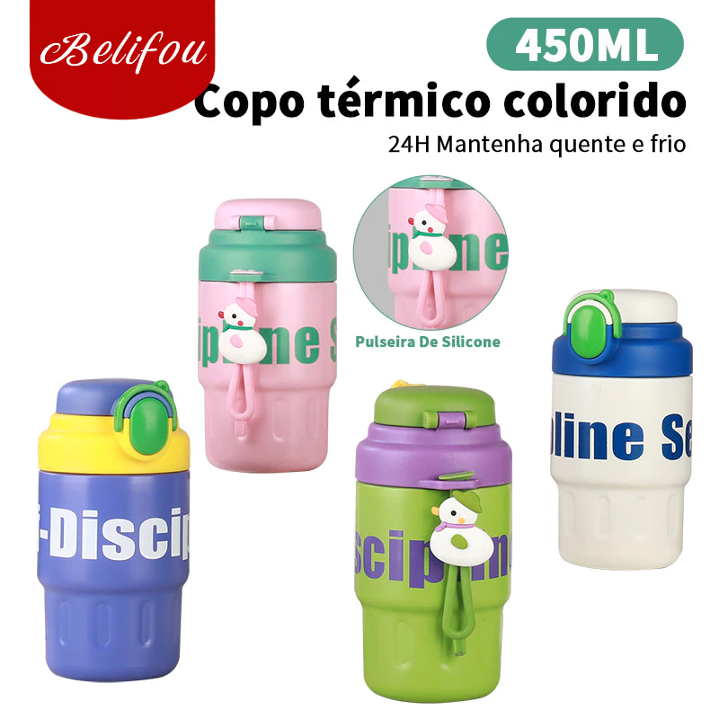 Belifou Garrafa Térmica De 450ml Com Cor Contrastante Mini Xícara De Café À Prova De Vazam...