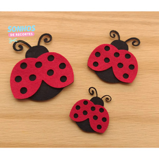 Aplique joaninha em feltro 20 unidades em Oferta na Shopee