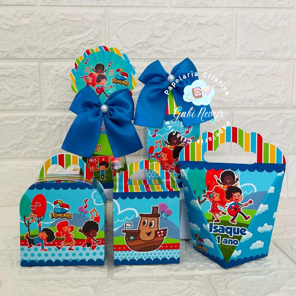 Kit Festa Personalizados 3 palavrinhas MENINO | Lembrancinhas | Mimo | Caixinhas para festa - PEGUE E MONTE