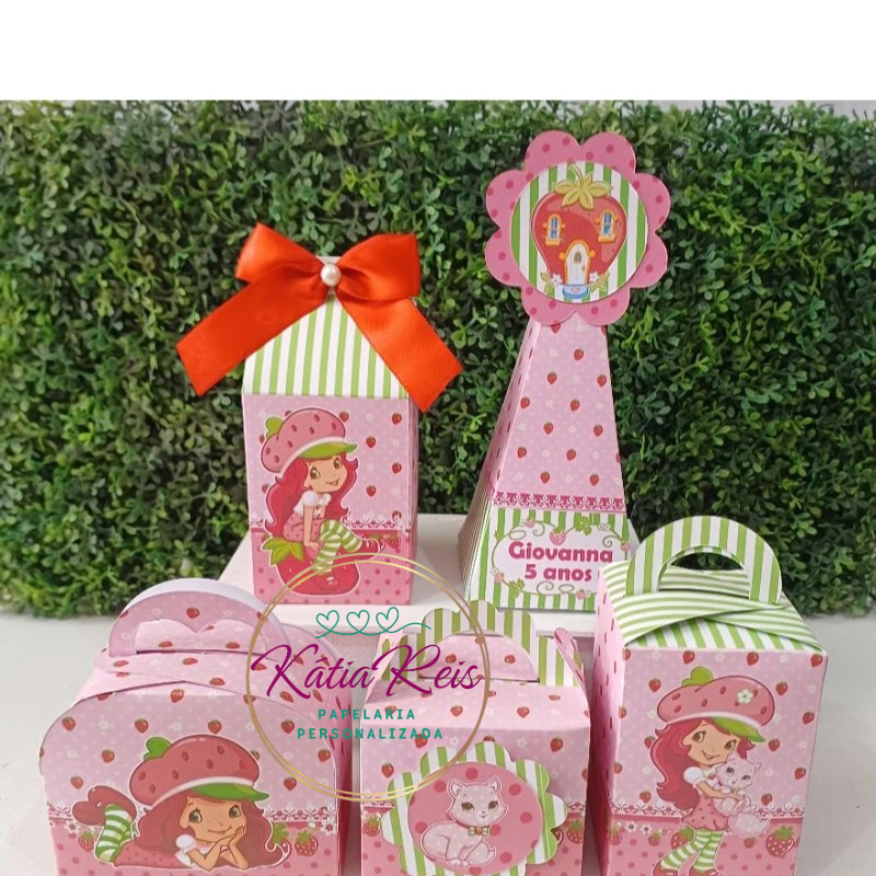 KIT CAIXINHAS PERSONALIZADAS MORANGUINHO LEMBRANCINHA DE FESTA INFANTIL/ANIVERSÁRIO/PEGUE E MONTE