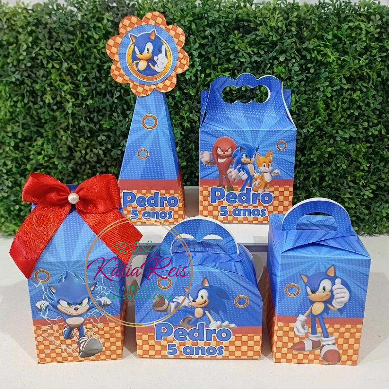 KIT CAIXINHAS PERSONALIZADAS SONIC LEMBRANCINHA DE FESTA INFANTIL/ANIVERSÁRIO/DESMONTADA