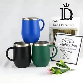 Copo Ovo com Alça- De Café 350 ml Isolado tampa Acrilico, Aço Inoxidável, Vácuo De Parede Dupla.