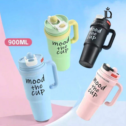 Copo térmico( MOD THE CUP) com Canudo de Inox 1000ml Com Alça Isolamento Térmico Academia com tampa 2 funções