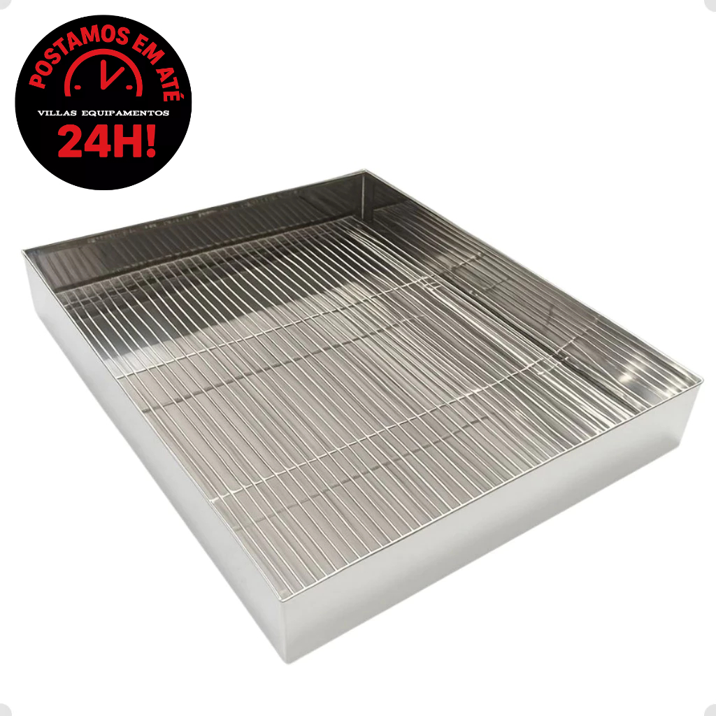 Escorredor De Fritura Inox Pastel Salgados Bandeja 25x35x6cm em Oferta na Shopee