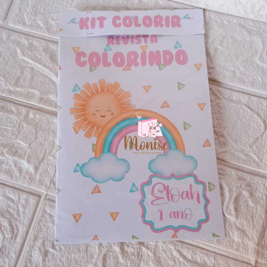Kit Livrinho de Colorir Personalizado 365 Sorrisos Rosa/Colorir Lembrancinha 365 Sorrisos Personalizado