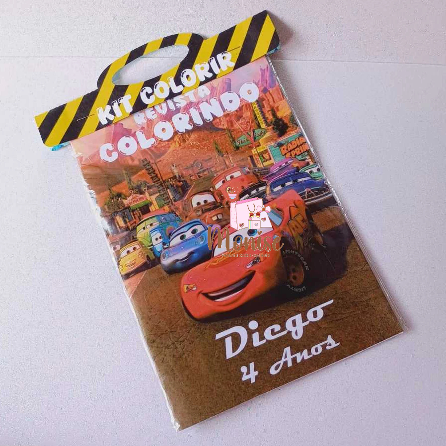 Kit Livrinho de Colorir Personalizado Carros Relampago Mcqueen / Kit Colorir Personalizado / Lembrancinha Festa  Mcqueen