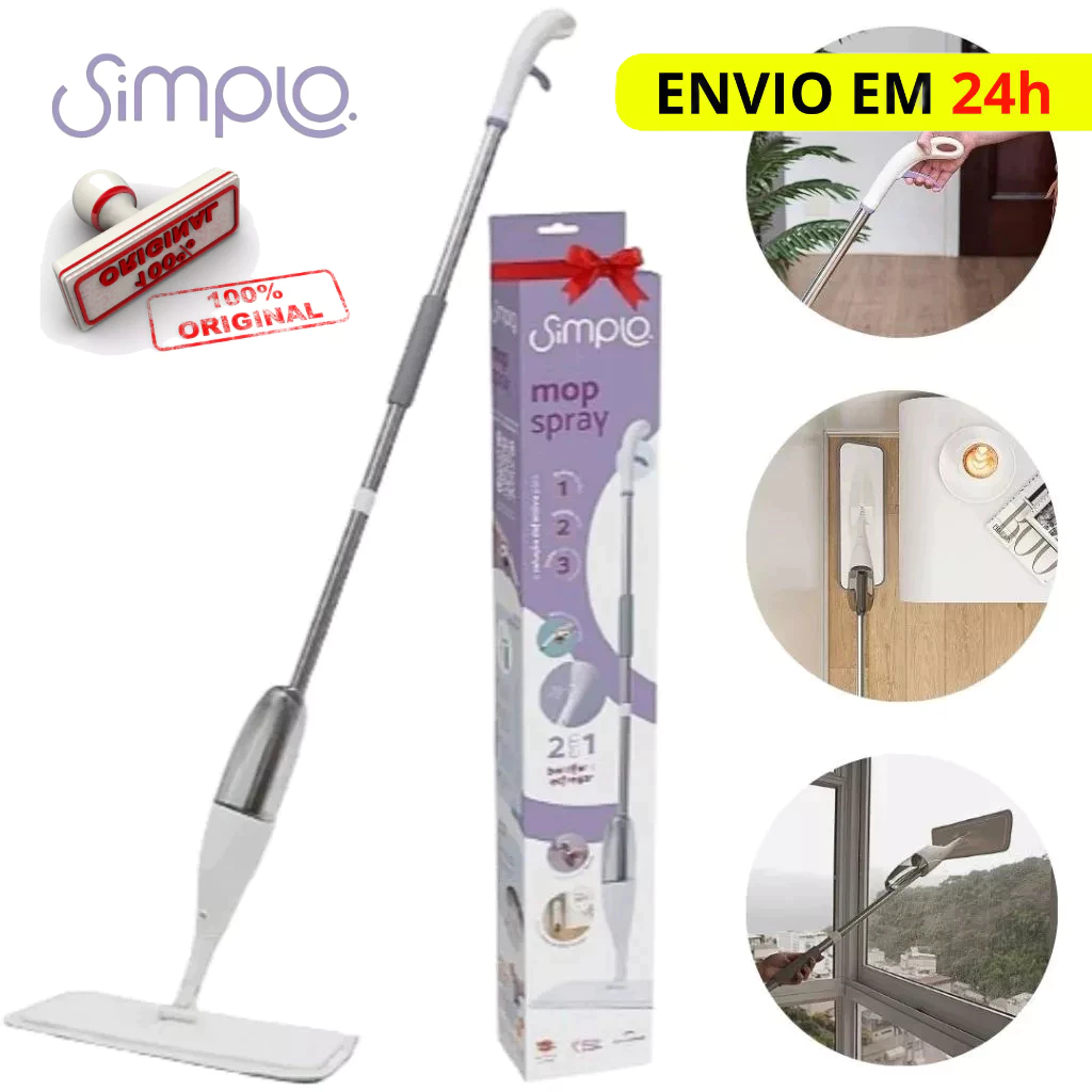 Mop spray Simplo Limpeza Com Gatilho e Dispenser Simplo Limpa Fácil Rodo Magico Reservatorio Limpeza