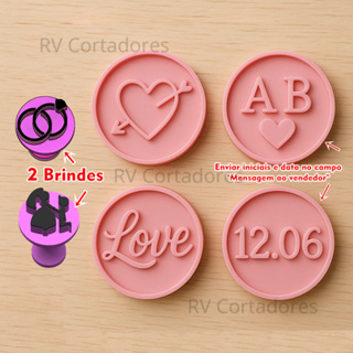 Kit Carimbos Brigadeiros Personalizado Docinhos Festa - Kit Namorados Casamento Personalizado 4pçs em Oferta na Shopee