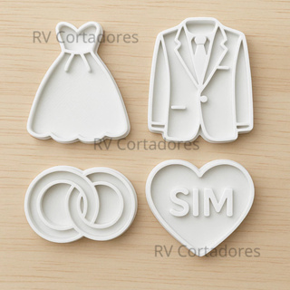 Cortadores Casamento- Kit Casamento - Pasta Americana molde Biscuit Marcador Biscoito em Oferta na Shopee