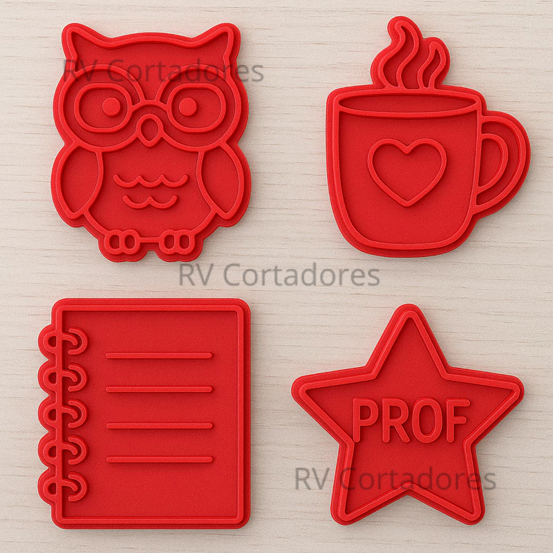 Cortadores Dia dos Professores - Kit Coruja - Pasta Americana molde Biscuit Marcador Biscoito