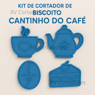 Cortadores Cantinho do Café - Kit Fatia Bolo - Pasta Americana molde Biscuit Biscoito em Oferta na Shopee