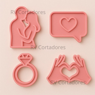 Cortadores Dia dos Namorados Kit Aliança- Pasta Americana molde Biscuit em Oferta na Shopee