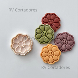 Cortador Flor Feliz para biscoito - Pasta Americana molde Biscuit em Oferta na Shopee