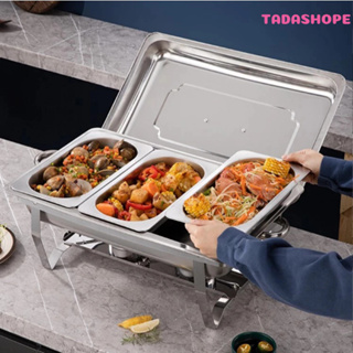 Rechaud Profissional Inox 9L com 3 Divisórias para Buffet Festas Eventos TADASHOPE em Oferta na Shopee