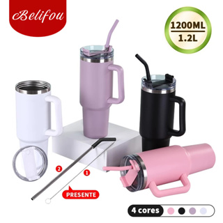Belifou 1200ml/1.2L Garrafa Térmica Copo Térmico Inox Portátil Garrafa Inoxidável Tampa Canudo em Oferta na Shopee