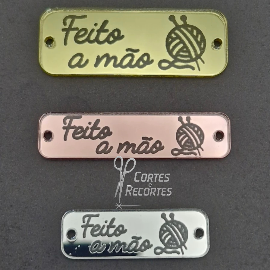 Etiqueta / Tag em Acrílico com escrita "Feito a mão" escolha sua cor!! "NÃO PERSONALIZAMOS"