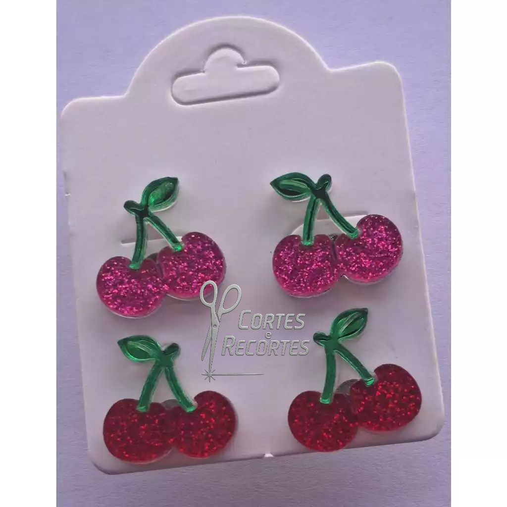 Brinco de cereja em acrílico