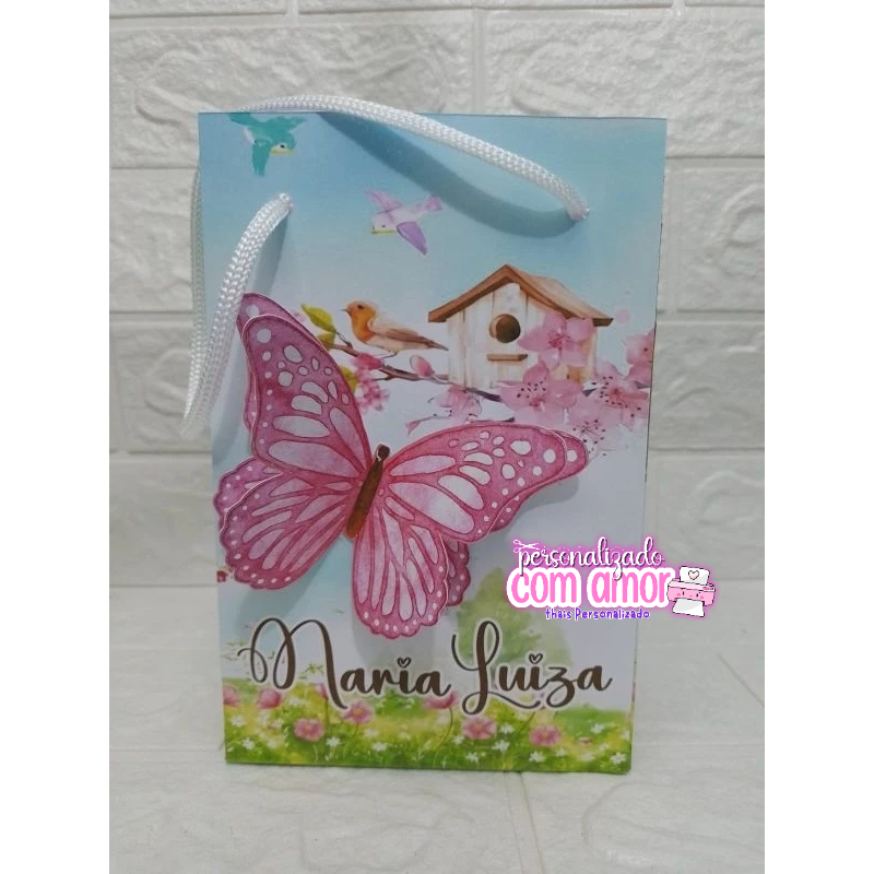 Sacolinhas primeira Jardim das borboletas em 3D /Lembrancinhas/Festa infantil/Aniversário/ Personalizado