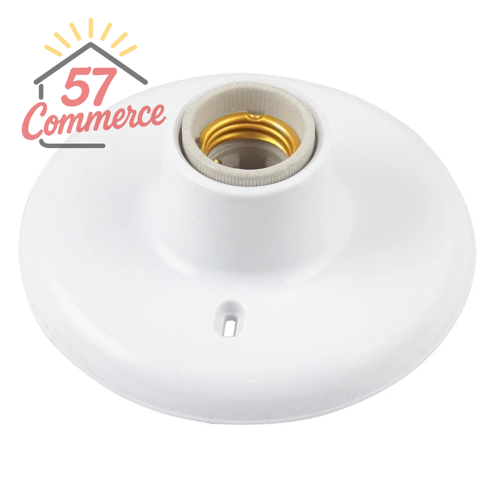 Plafon Plástico com Soquete de Louça Branco Cerge