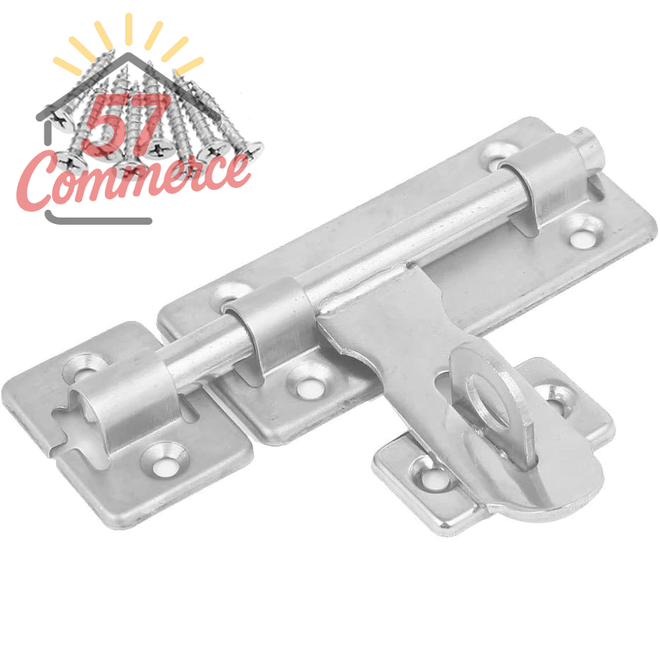 Ferrolho com Porta Cadeado 4" - 10 cm. + 8 parafusos em Oferta na Shopee