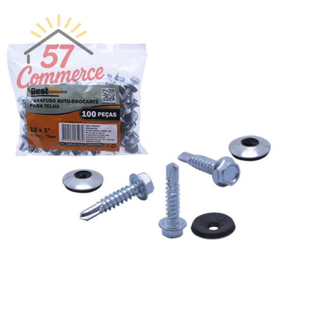 Parafuso Auto-Brocante para Telhas 12 mm. - 5.5 mm. Pct 100 pçs