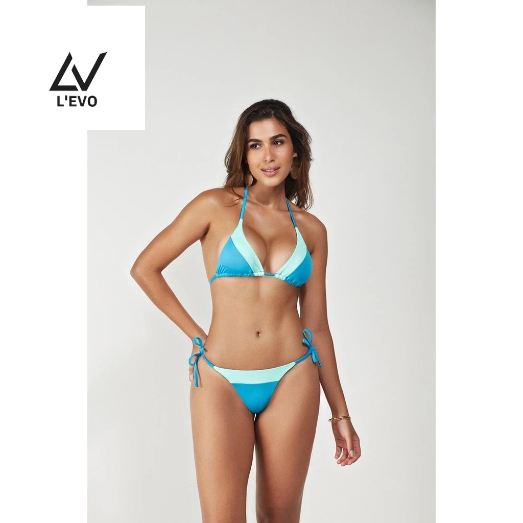 BIQUINI FEMININO S COLOR, TOP TRIÂNGULO COM BOJO REMOVÍVEL, CALCINHA FIO DENTAL, MODA PRAIA L'EVO