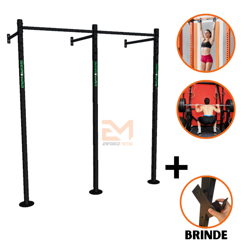 Rig Power Rack Funcional Gaiola Multifuncional 2 Módulos Rig cross de Parede Crossfit Box training