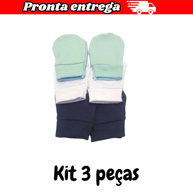 Kit de 3 pares de luvinhas para bebês variadas