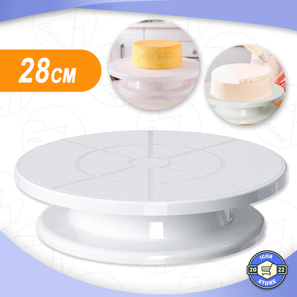 Bailarina Para Bolos E Doces Prato Giratório De Plástico Com 28cm - Branco Envio Imediato