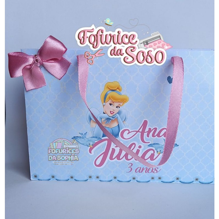 Sacolinha Personalizada Festa Infantil Cinderela | Lembrancinha Personalizada | Fazemos Todos os Temas