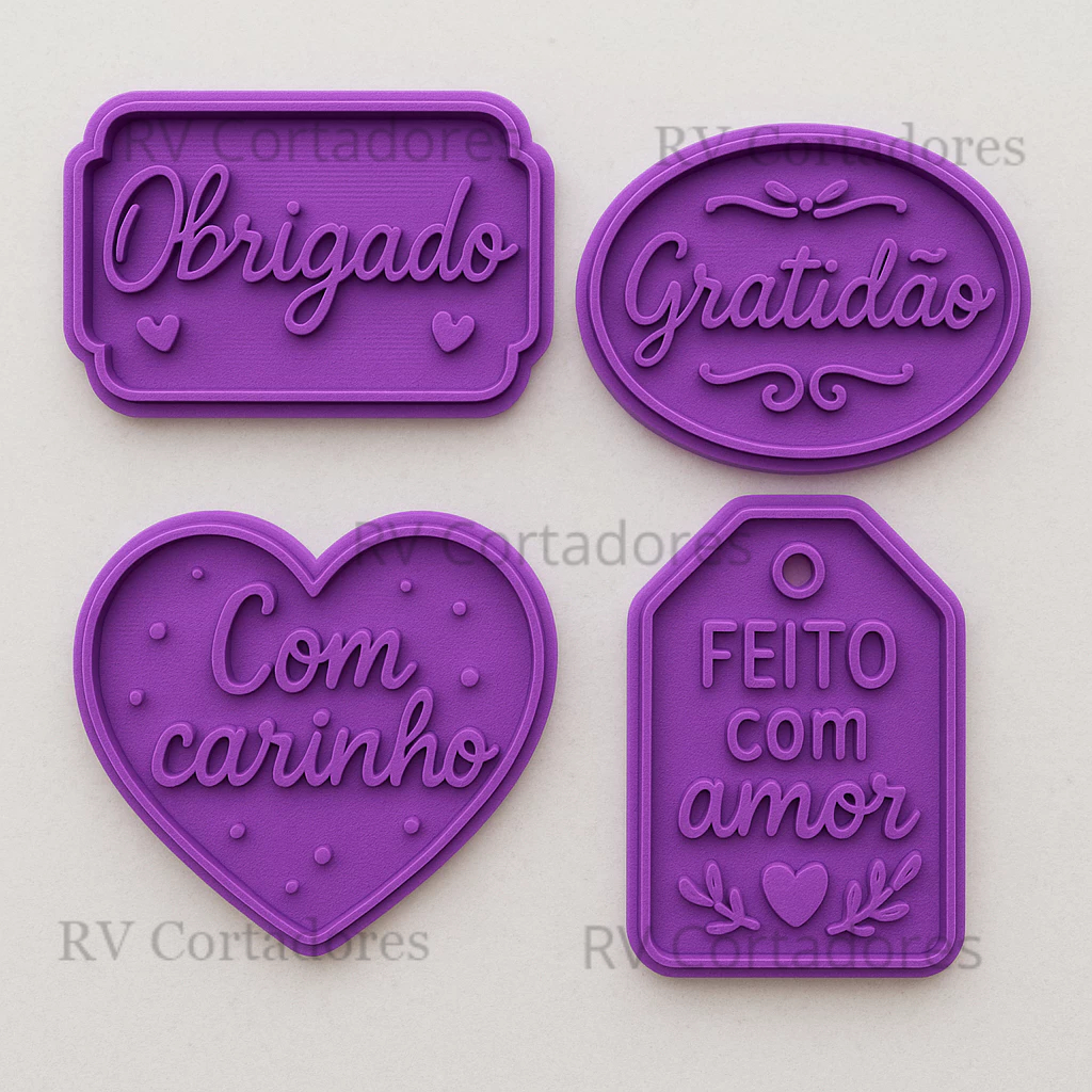 Cortadores Frases - Kit Obrigado - Pasta Americana molde Biscuit Biscoito