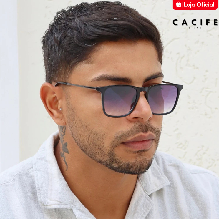 Óculos de Sol Madrid Preto Degradê Quadrado Premium Clássico Vintage Oldstyle uv400 Unissex - Fashion Accessories