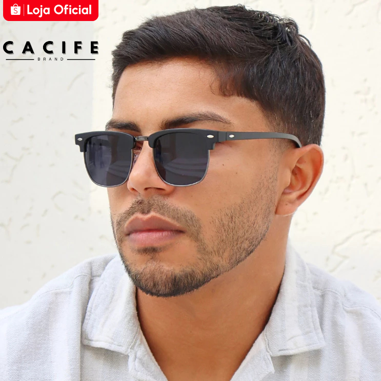 Óculos de Sol Lyon Preto Fosco Premium Steampunk uv400 Masculino Feminino Unissex - Cacife Brand - Fashion Accessories