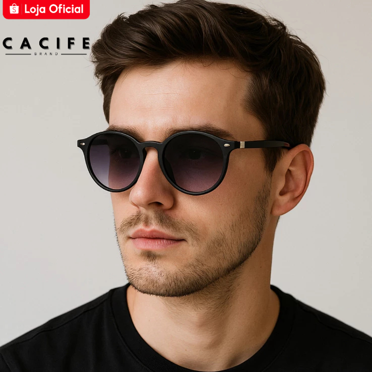 Óculos de Sol Redondo Preto Fosco Degradê Moderno Funk Moda Verão Praia uv400 Masculino Feminino - Fashion Accessories
