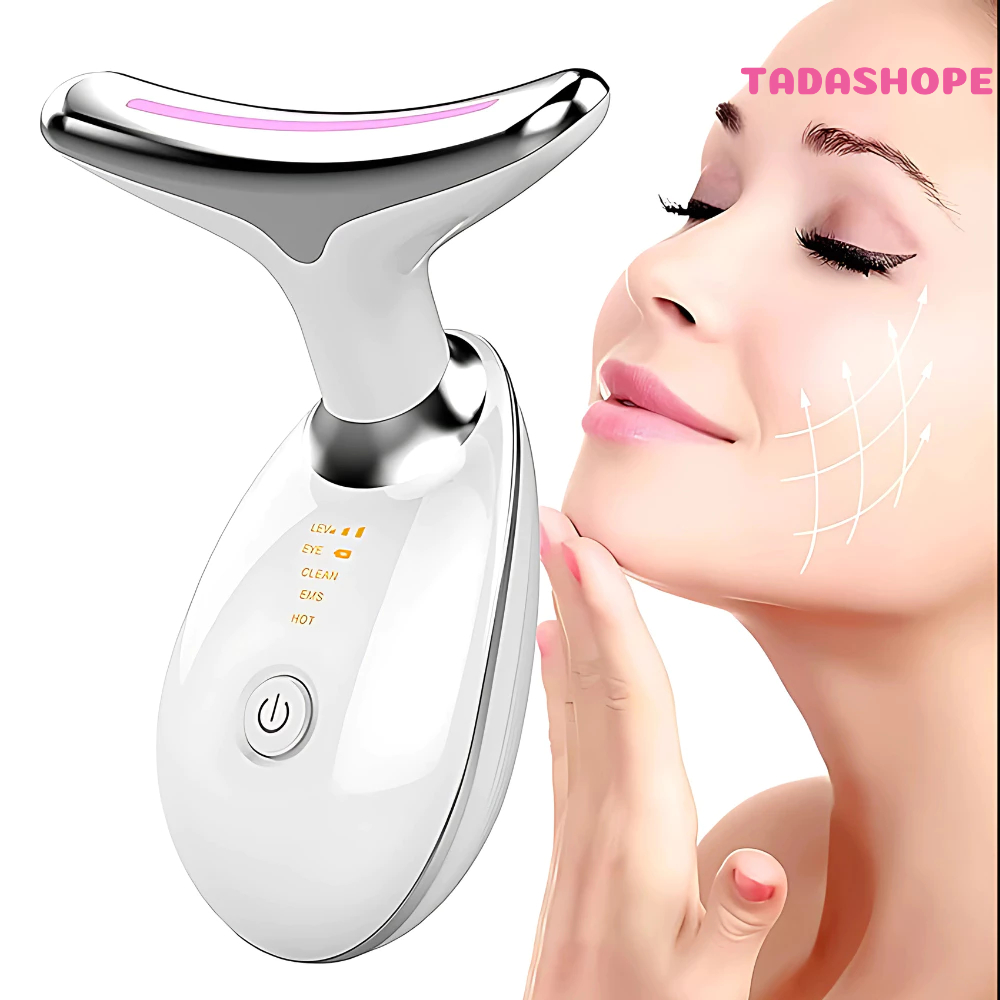 Portátil Beleza Pele Firmeza Pescoço Led Vibração Fóton Levanta A Anti-Rugas Remover Massageador