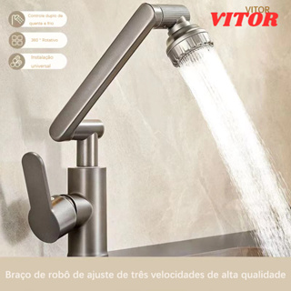 Torneira Multiuso para Cozinha e Banheiro - Braço Robótico 1080° Upgrade, Antirespingos e Instalação Rápida - VITOR​ em Oferta na Shopee