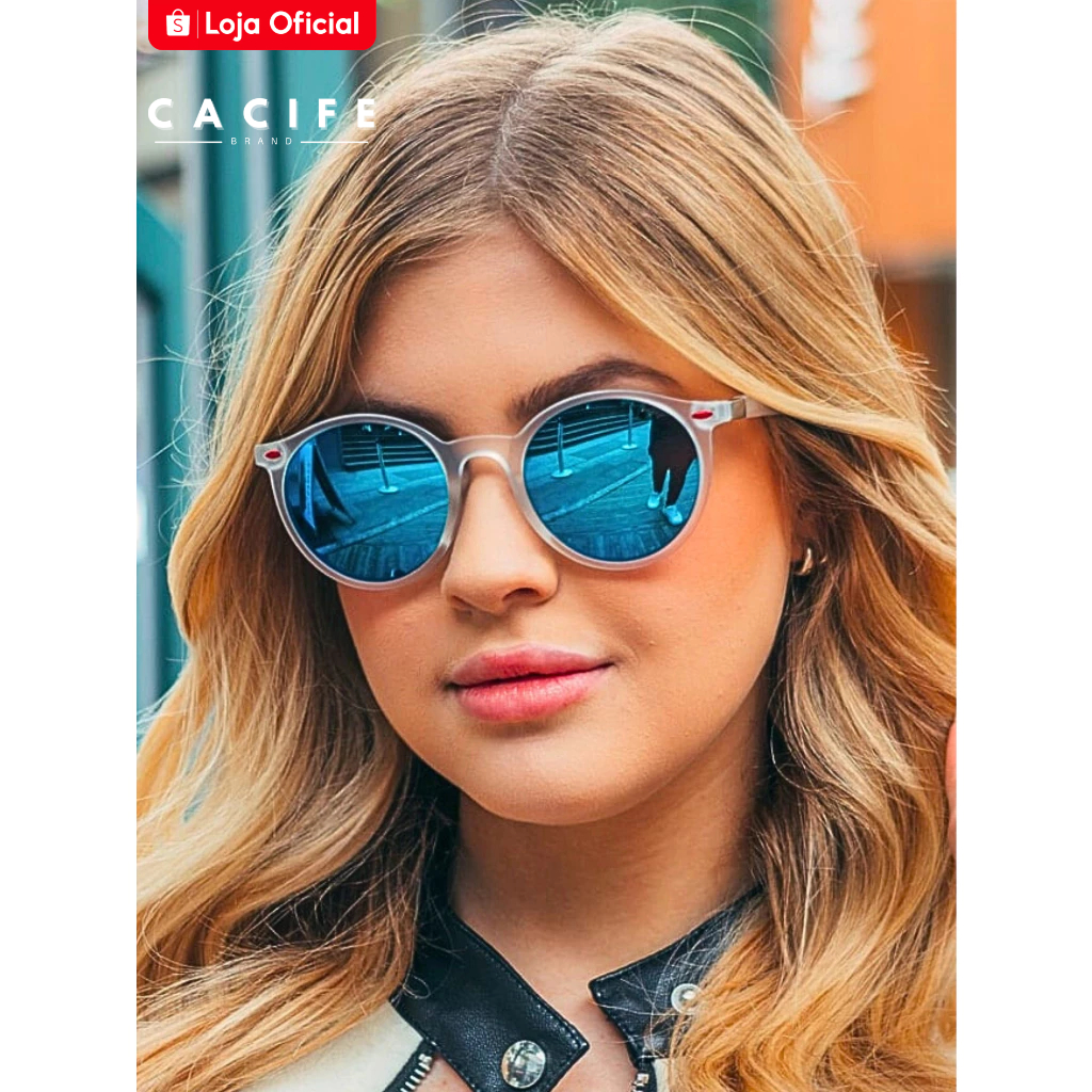 Óculos de Sol Bali Branco Azul Espelhado Redondo Premium Funk Steampunk uv400 Masculino Feminino em Oferta na Shopee