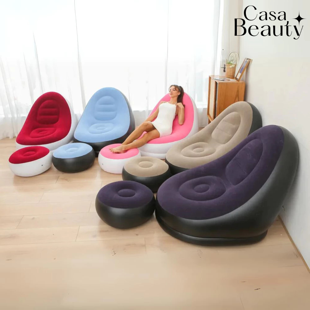 Conjunto Sofá  Poltrona e Puff Inflável Ultra Poltrona Portátil Descanso Preguiçoso Sofá CASA BEAUTY