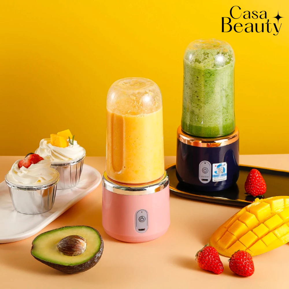 400ml Espremedor Elétrico Mini Liquidificador Portátil 6 Lâminas Suco Alimentos Misturador CASA BEAUTY