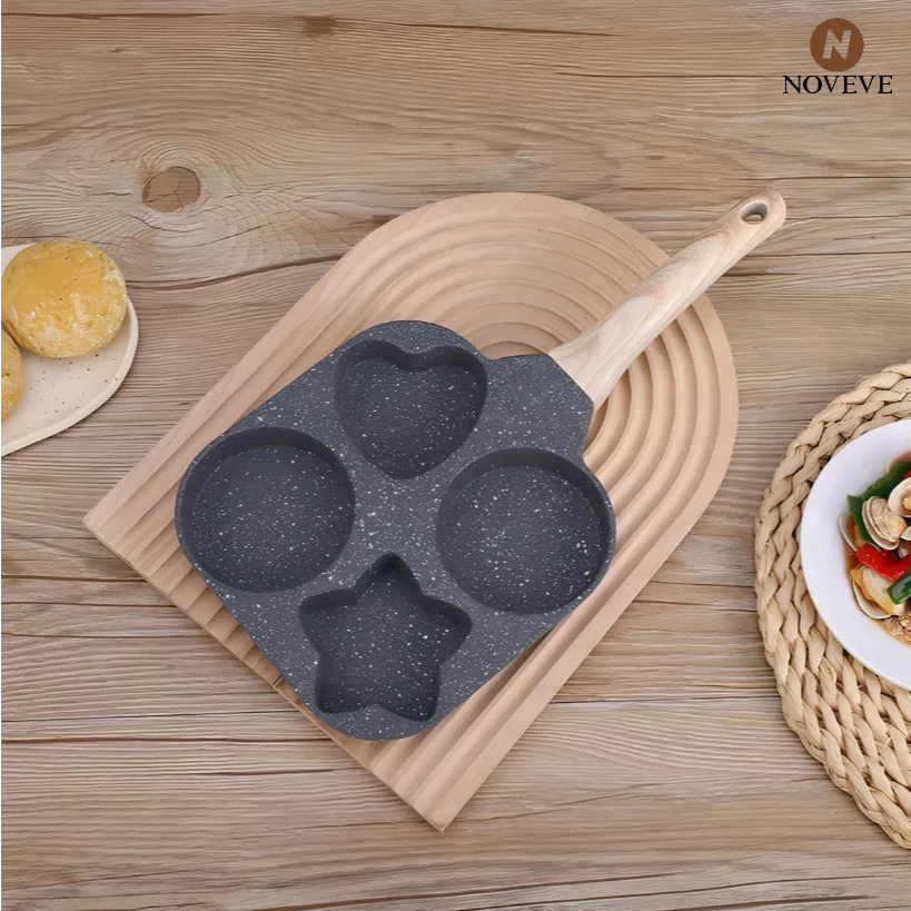 Frigideira PRETA Formas Multifuncional Antiaderente Ovos Omelete Com Alça De Baquelite NOVEVE em Oferta na Shopee