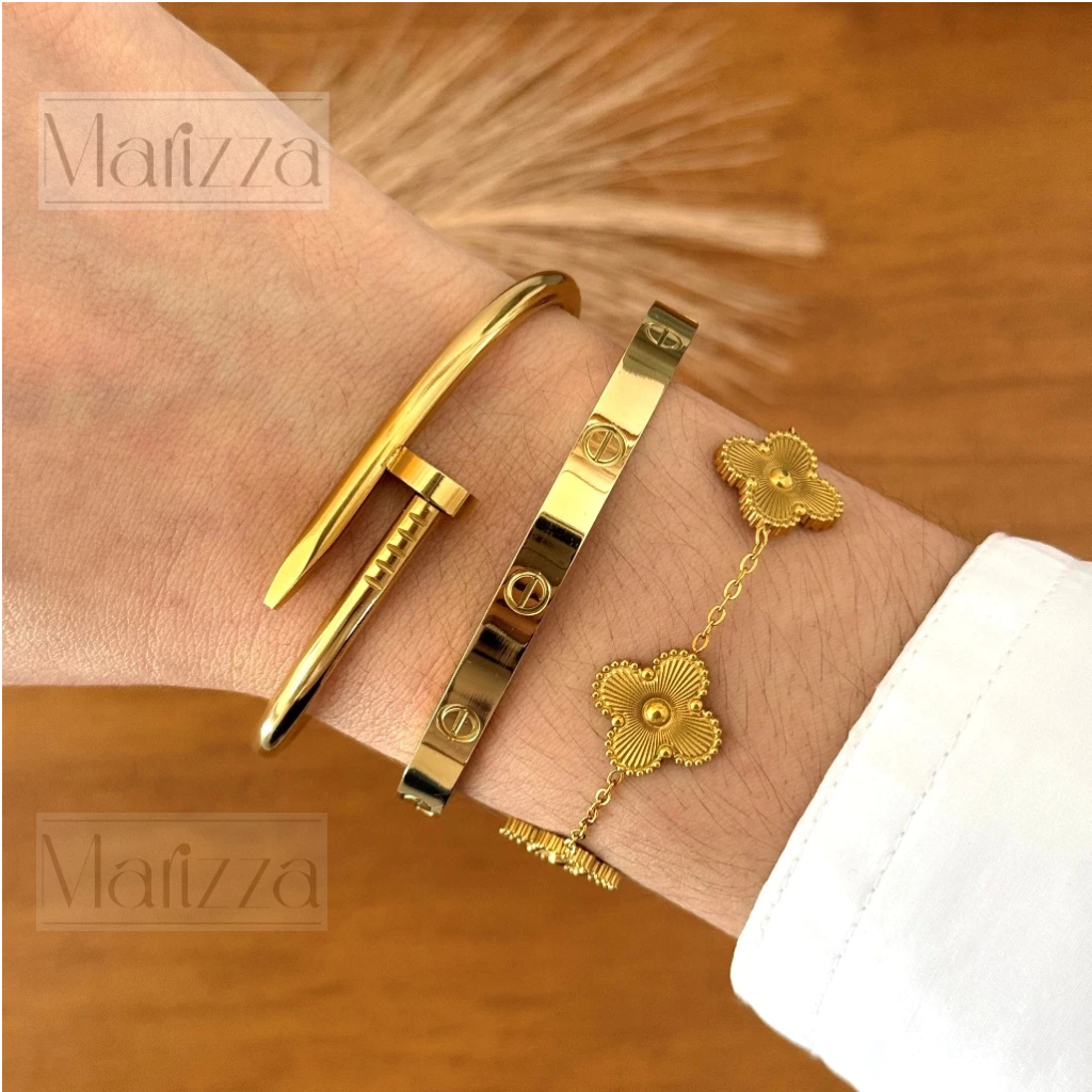 Pulseira ou bracelete feminino aço inoxidável Dourado ou prata antialérgico